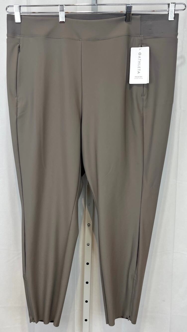 NWT ATHLETA Stellar Tight 982974 Pull On Zip Ankle Stretch Pockets Taupe 24 Plus